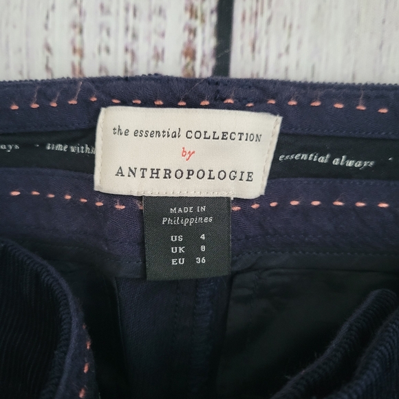 Anthropologie the Essential Navy Corduroy Pants Straight Leg Classic NEW NWT 4 - Picture 7 of 8